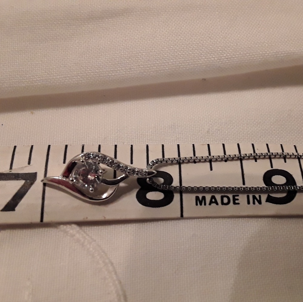 NEW STERLING 925 ITALY CZ PENDANT & CHAIN, 17" - Picture 6 of 8